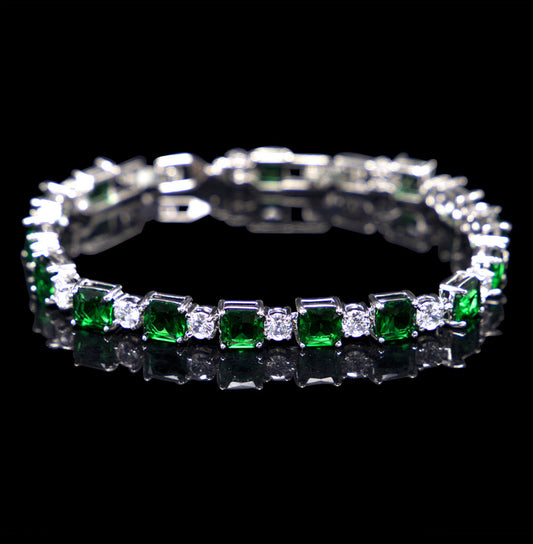 Copper  zircon silver plated bracelet