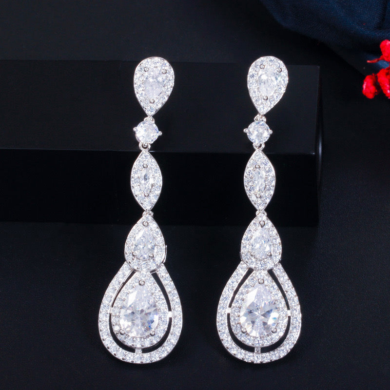 Lustrous Zircon Drop Earrings