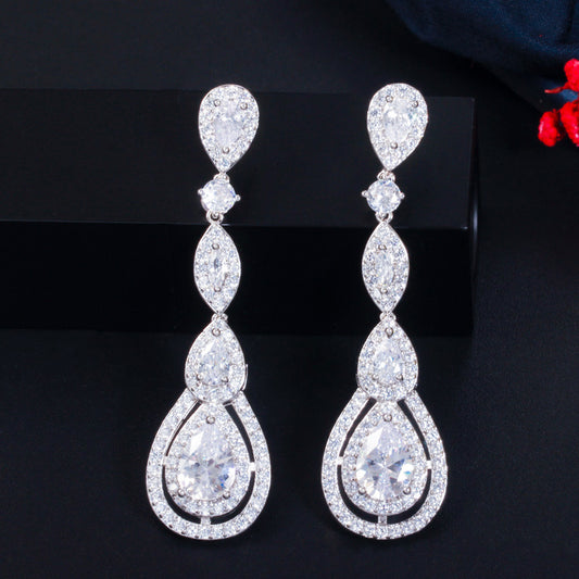 Lustrous Zircon Drop Earrings