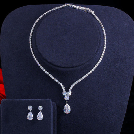 Elegant Halo Necklace & Earring Set