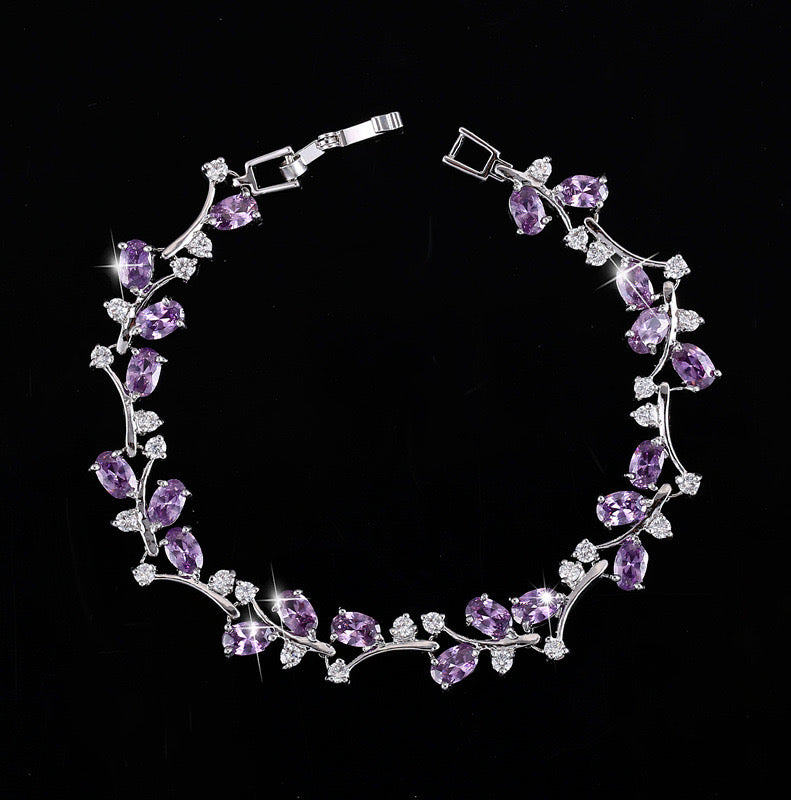 Copper zircon silver plated bracelet
