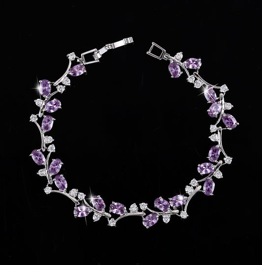 Copper zircon silver plated bracelet